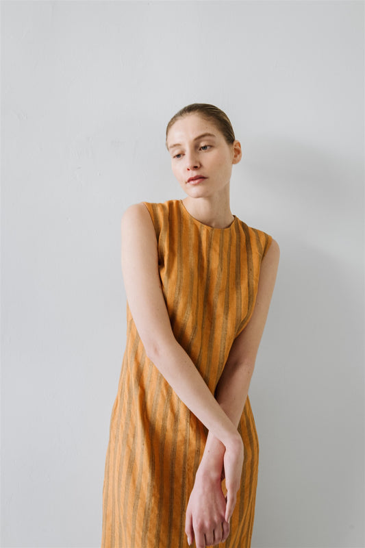 Vestido rayas mostaza