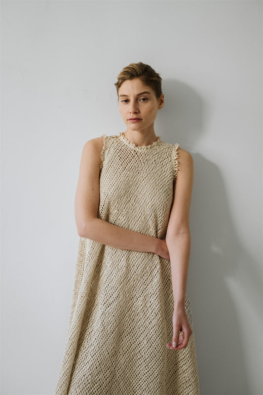 Vestido Rústico Algodón Crudo
