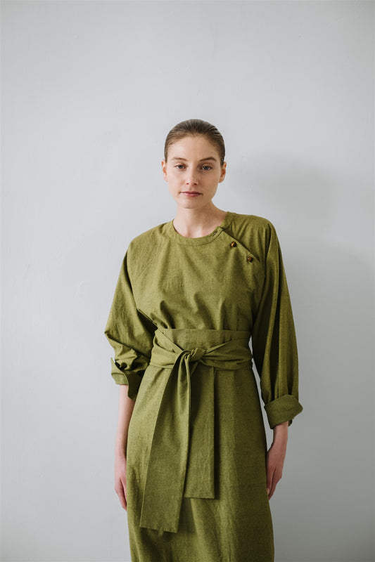 Vestido camisero verde